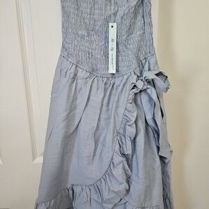 She + Sky Light Blue Ruffled Dress